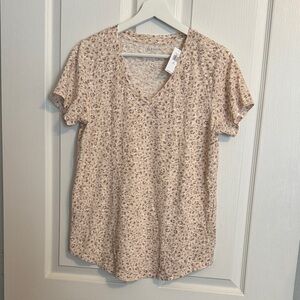 Old Navy Beige Leopard Print V-Neck Tee M Tall NWT